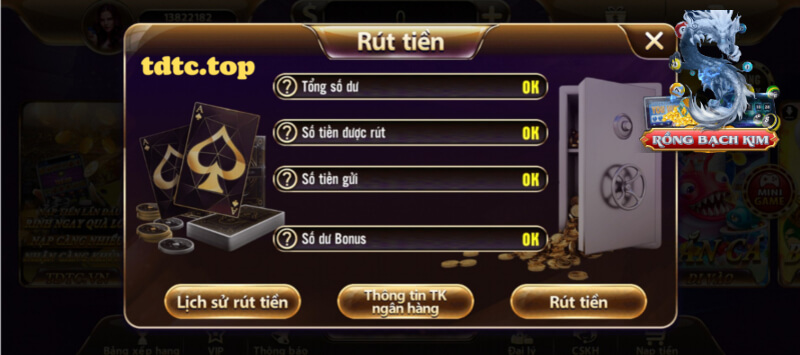 Quá trình rút tiền nhanh chóng tại nền tảng