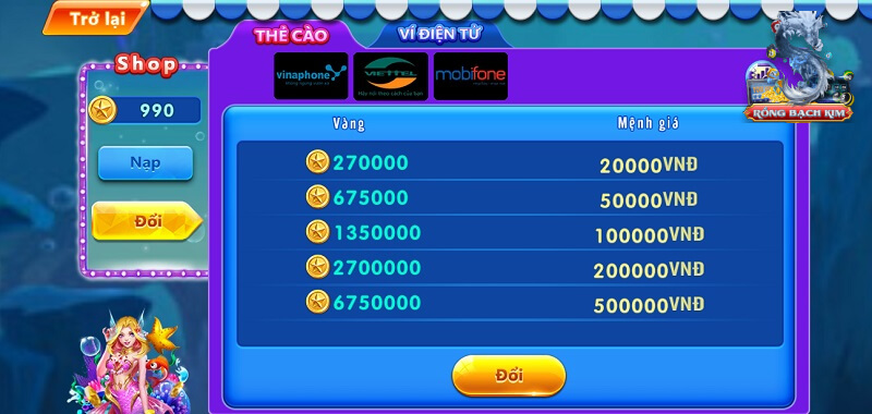 Quy đổi tiền thưởng trong cổng game th&agrave;nh thẻ c&agrave;o điện thoại